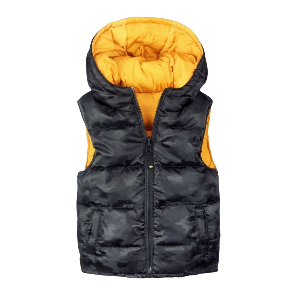 Appaman Boys Reversible Puffer Vest ~ Black/Gold Camo